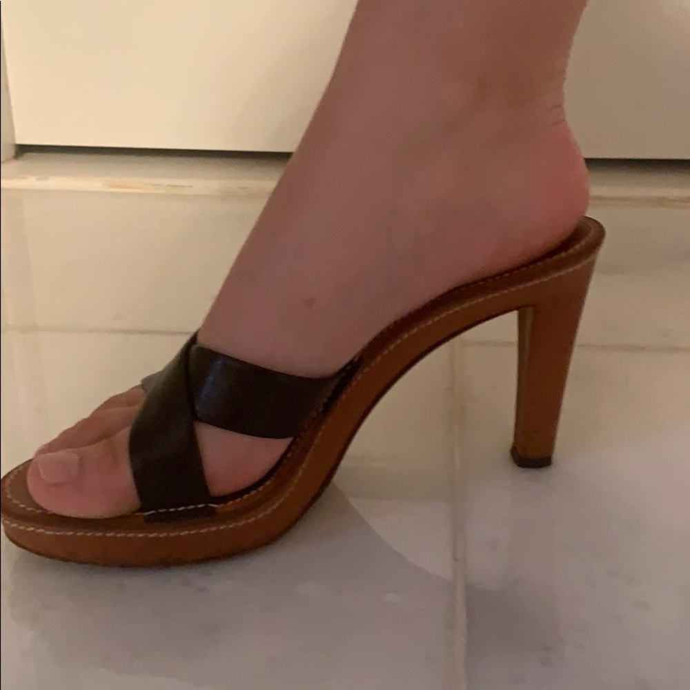 Black leather sandals